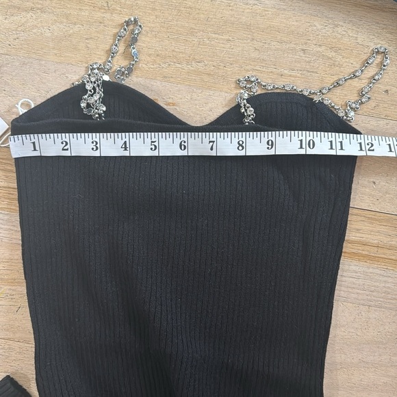 Reformation Elegant cashmere Black Dress with Chain Straps NEW - Picture 12 of 12